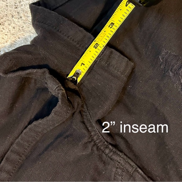 American Eagle Black Denim Distressed Shorts Overalls / medium - Picture 10 of 12